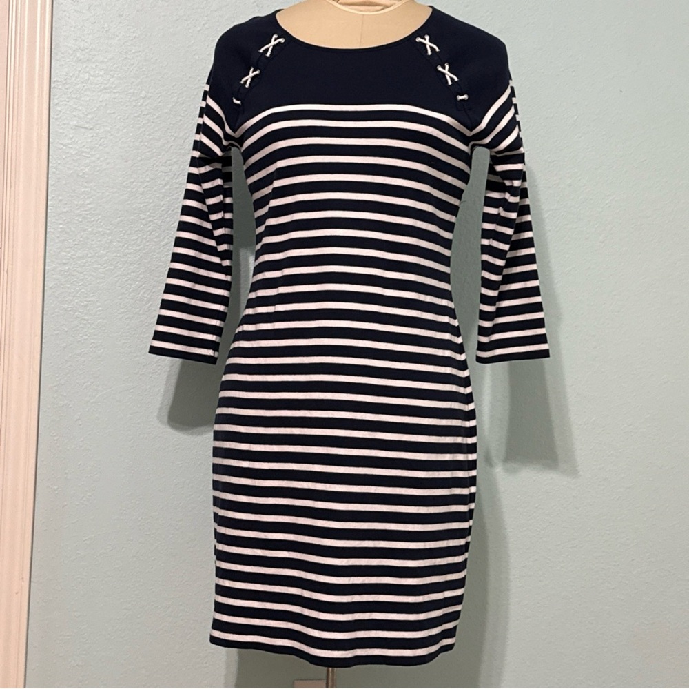 Lauren Ralph Lauren Nautical  navy blue striped dress size XL